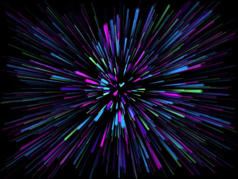 3D render of an abstract starburst background with rays of light