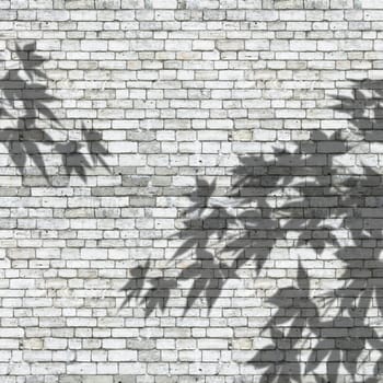 3D render of leaves shadows on a brick wall texture