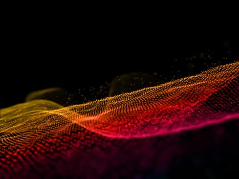 3D render of rainbow abstract flowing particles