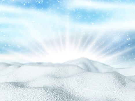 3D render of snow on a snowflake background