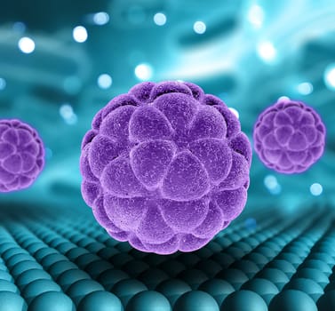 3D render of virus cells on an abstract medical background