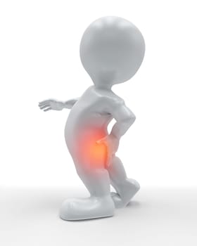 3d render of a figure with lower back highlighted in pain