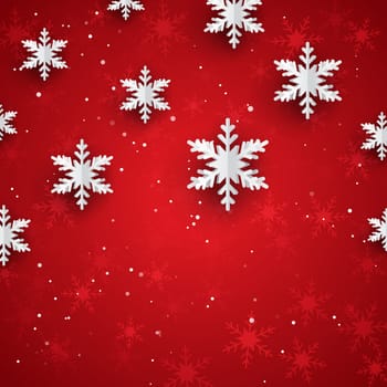 Christmas background with 3D style paper snowflake design