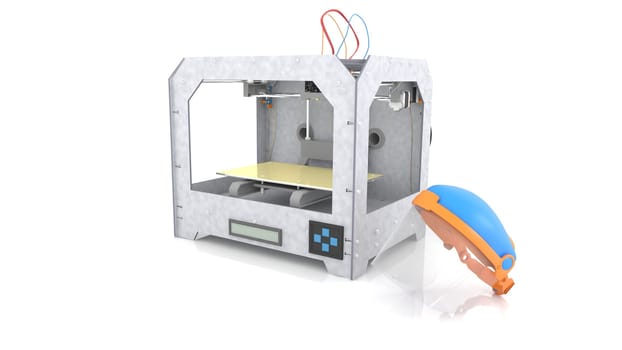 render of Home 3d printer and face shield