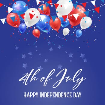 4th July Independence Day background with balloons and confetti