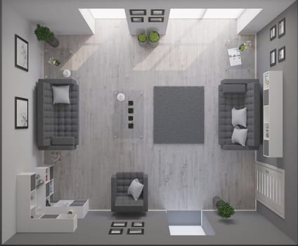 3D render of a Living Room Interior