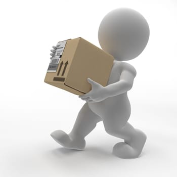 3D Render of Morph Man carrying boxes
