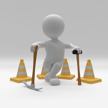 3D Render of Morph Man with hazard cones