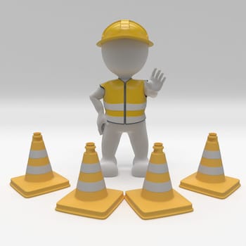 3D Render of Morph Man Builder with hazard cones