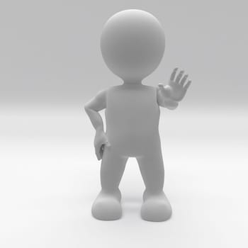 3D Render of Morph Man holding out hand to stop