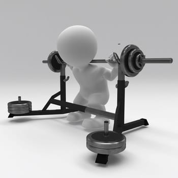 3D render of a Morph Man exercising with gym weights