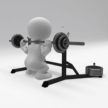 3D render of a Morph Man exercising with gym weights