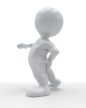 3D Render of Morph Man holding body in pain
