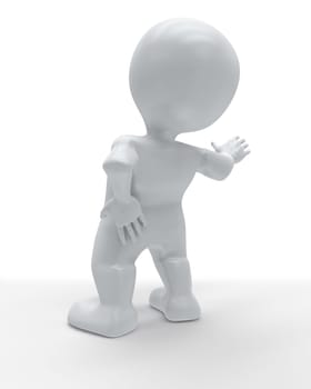 3D Render of Morph Man holding body in pain