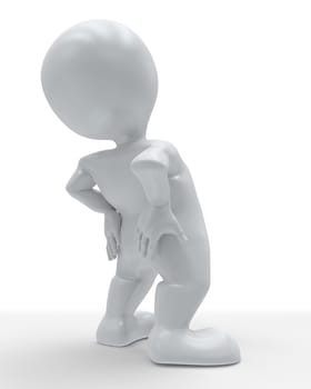 3D Render of Morph Man holding body in pain
