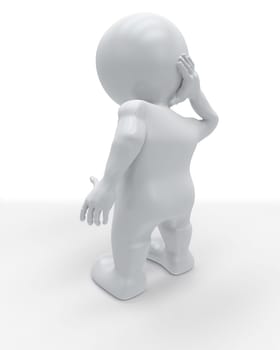 3D Render of Morph Man holding body in pain