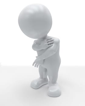 3D Render of Morph Man holding body in pain