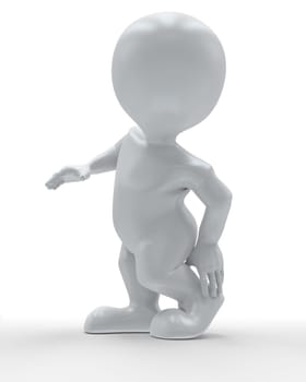 3D Render of Morph Man holding body in pain