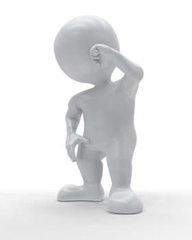 3D Render of Morph Man holding body in pain
