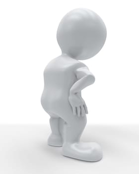 3D Render of Morph Man holding body in pain