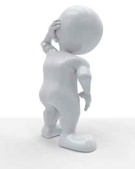 3D Render of Morph Man holding body in pain