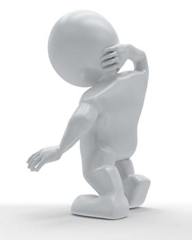 3D Render of Morph Man holding body in pain