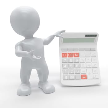 3D Render of Morph Man with Calculator