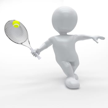 3d render of morph man playing tennis