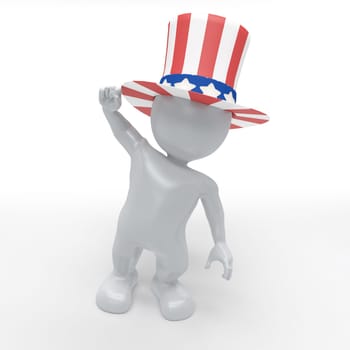 3D Render of Morph Man Celebrating 4th of July