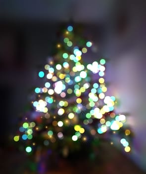 Christmas background with defocussed tree and lights