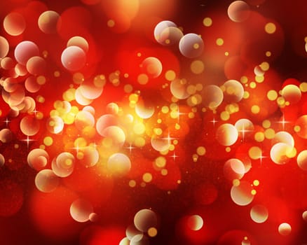 Christmas background with bokeh lights and stars
