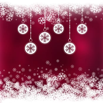 Christmas background with baubles with snowflake design
