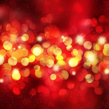 Christmas background with bokeh lights and stars