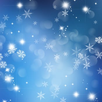Christmas background with snowflakes and stars