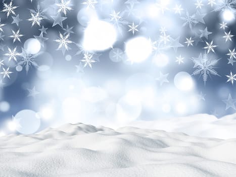 Christmas background with snowdrift on snowflake and stars design