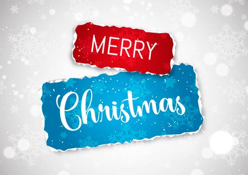 Christmas background with torn paper design on snowflakes and stars
