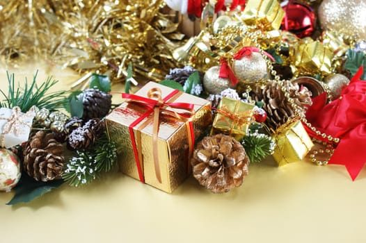 Christmas gift amongst decorations