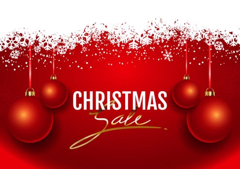 Christmas sale background with hanging baubles