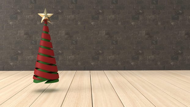 3d render of Christmas background with abstract tree
