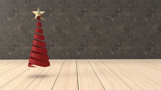 3d render of Christmas background with abstract tree