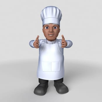 3D Render of Cartoon Baker Character