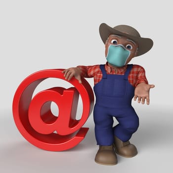 3D Render of Cartoon Farmer Character