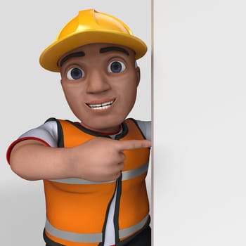 3D Render of Cartoon Builder Character