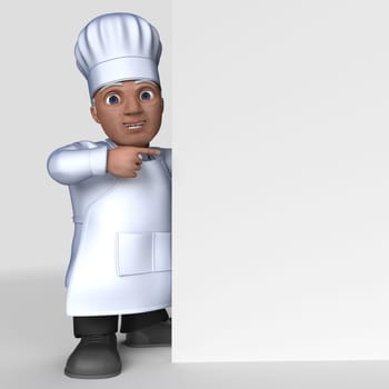 3D Render of Cartoon Baker Character