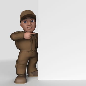 3D Render of Cartoon Delivery Driver