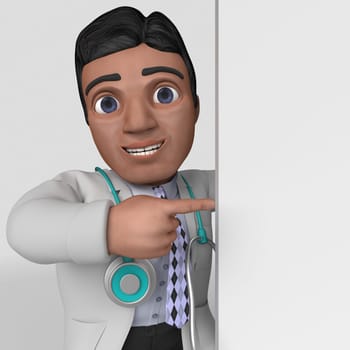 3D Render of Cartoon Doctor Character