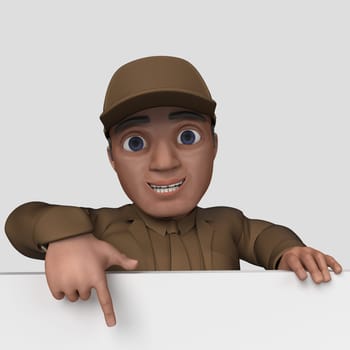 3D Render of Cartoon Delivery Driver