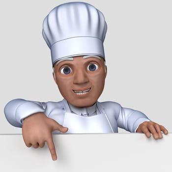 3D Render of Cartoon Baker Character