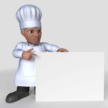 3D Render of Cartoon Baker Character