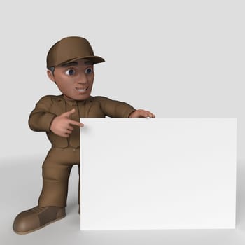 3D Render of Cartoon Delivery Driver